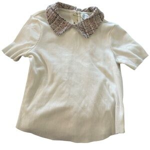 Francesca's Collections Cream Blouse with Peter Pan Collar